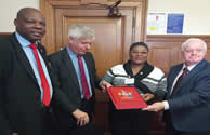 Presentation of a gift to Hon. Omobolanle Akinyemi-Obe (Executive Chairman Coker Aguda LCDA) by Cllr. Olu Babatola; 

Cllr David Gardner; Cllr John Fahy